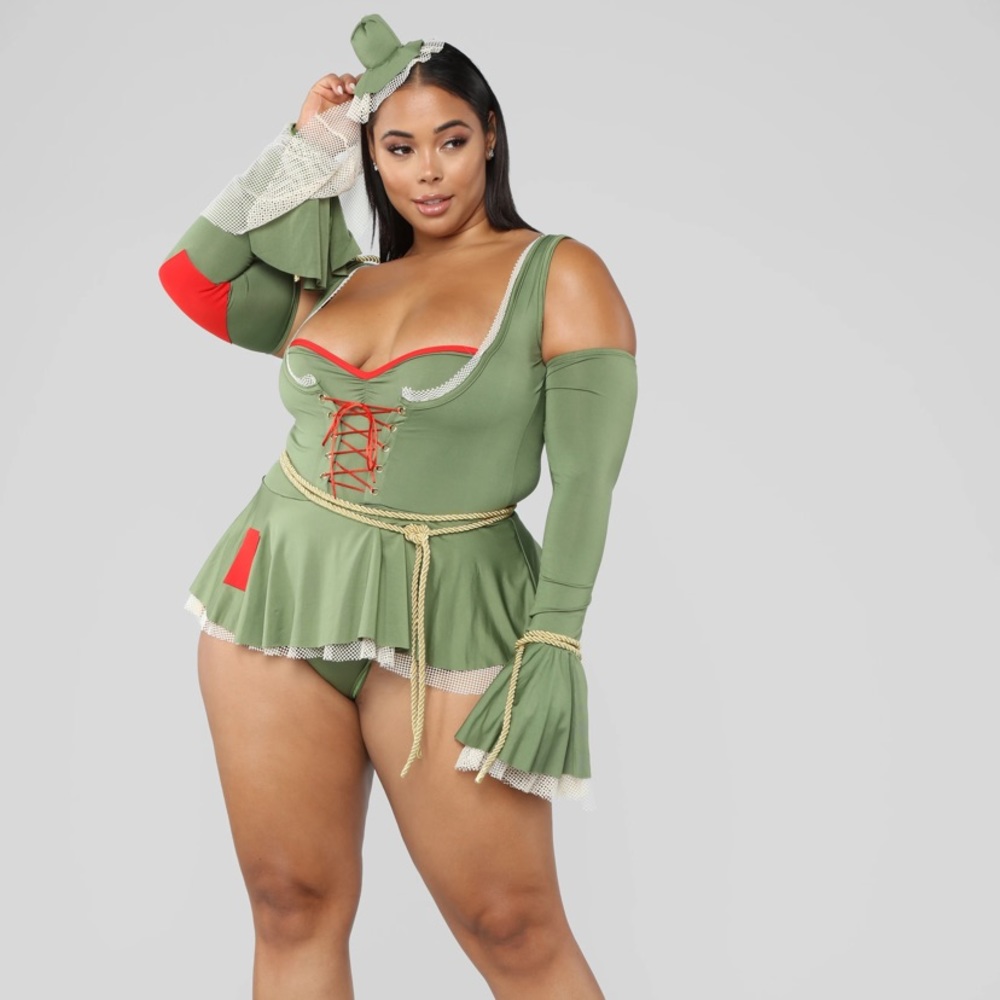 Where’s My Brain Scarecrow Costume Sexy Plus Size Halloween Costume Green